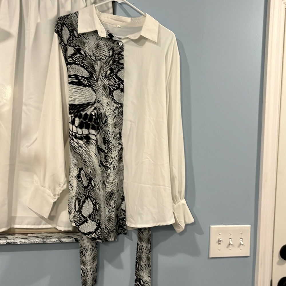 Snakeskin and white shirt